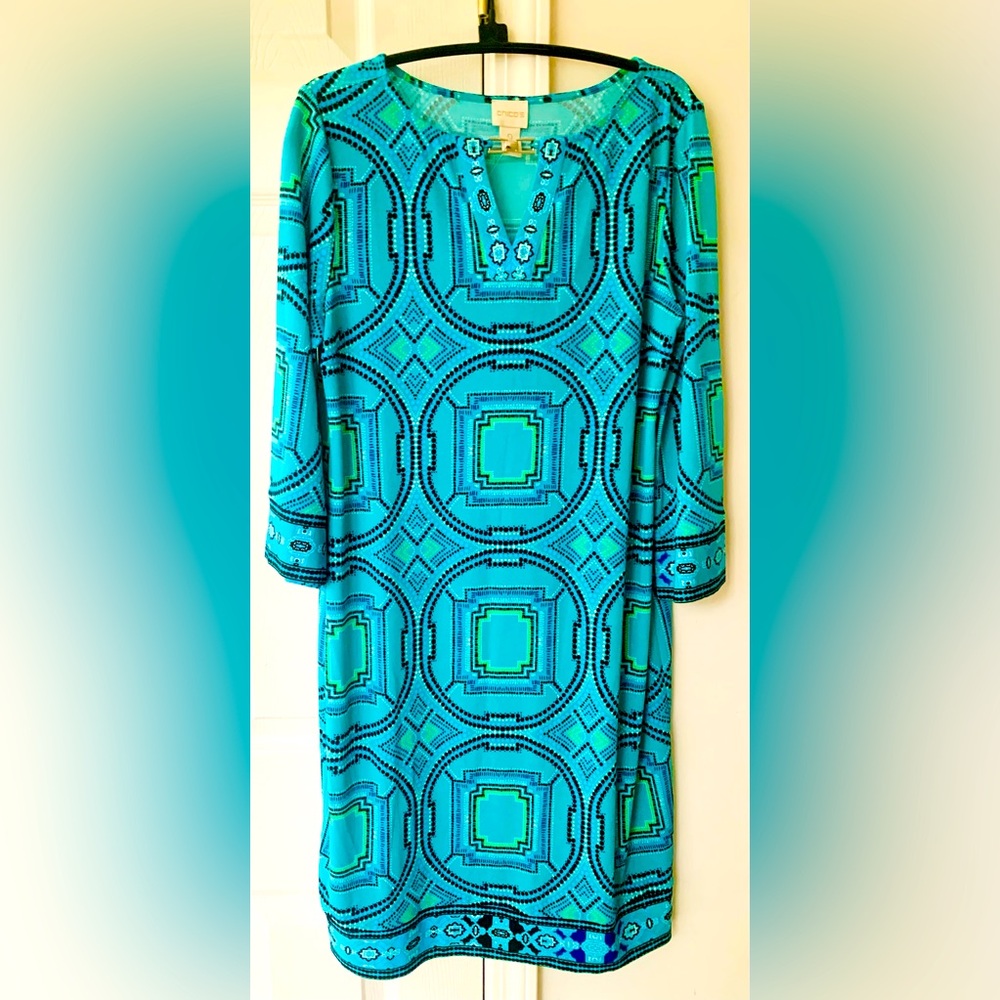 Chico’s beautiful blue/teal dress!  Chico’s size 0 (equivalent to USA 4-6).